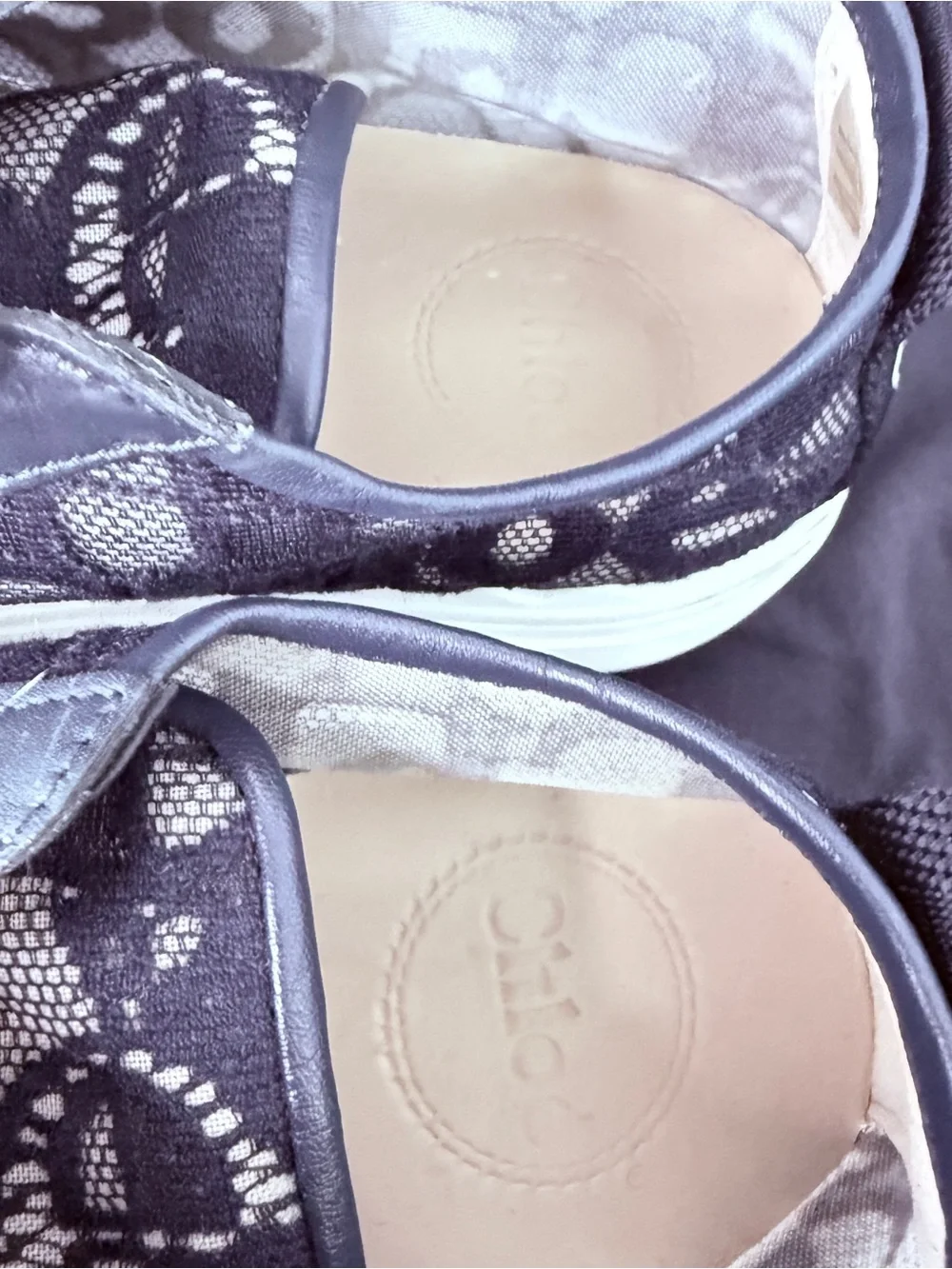 Chloe- Navy Lace Overlay Sneakers with White Platform Sz 39